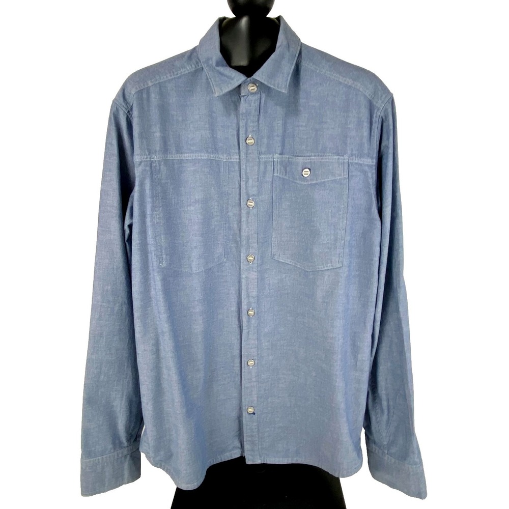 Black Diamond Long Sleeve Chambray Shirt Mens L Blue Cotton Hi Quality Easy Care